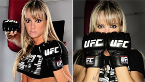 Juju Salimeni posa de lutadora e com blusa curtíssima para revista do UFC (Divulgação)