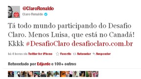 ronaldo fala de Luíza no twitter (Foto: Reprodução / Twitter)