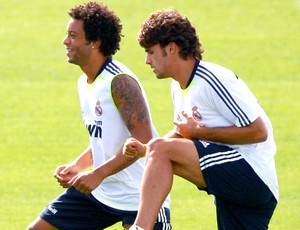 Marcelo e Pedro León, treino Real Madri