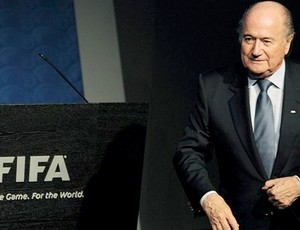 Joseph Blatter no sorteio do Mundial de Clubes na sede da FIFA