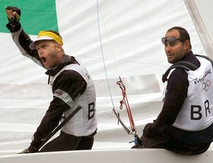 Robert Scheidt e Bruno Prada durante as Olimpíadas de 2008