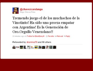 twitter Hugo Chavez jogo Venezuela