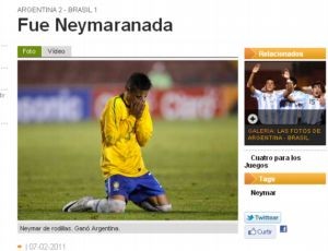 'Neymaranada': jornal argentino provoca atacante após derrota (Reprodução)