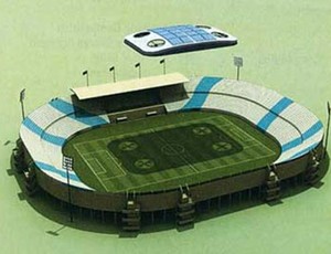 Projeto de estádio no Qatar com nuvem artificial (Foto: Divulgação)