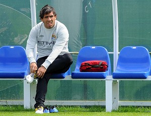 Tevez no treino do Manchester City (Foto: Getty Images)