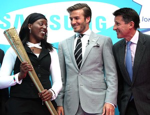 Gabriella Roseje e Beckham durante evento das Olimpíadas de 2012 (Foto: Getty Images)