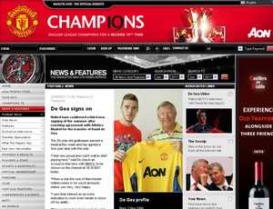 de gea goleiro novo reforço do manchester united (Foto: divulgação / Site Oficial do Manchester United)