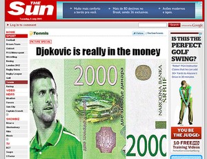 Djokovic dinheiro reprodução (Foto: Reprodução / The Sun)
