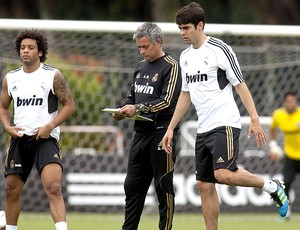 Kaká e José Mourinho no treino do Real Madrid (Foto: EFE)