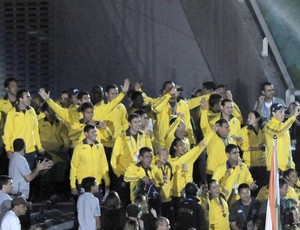 Brasileiros na cerimonia de encerramento dos Jogos Mundiais Militares (Foto: Fábio Borges / VIPCOMM)