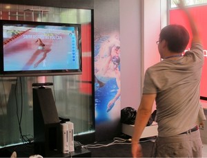 Videogame Phelps Xangai (Foto: Lydia Gismondi / GLOBOESPORTE.COM)