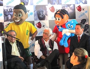 Maurício de Souza, Ziraldo e Luxemburgo no evento do Flamengo com a Unicef (Foto: Richard Souza / GLOBOESPORTE.COM)