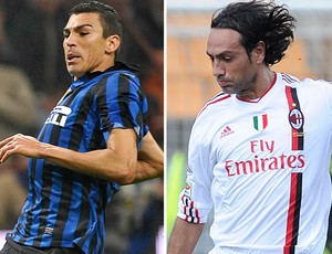 Lucio da Inter e Nesta do Milan (Foto: Getty Images e Reuters)