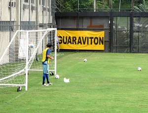 Loco Abreu no gol durante treino do Botafogo (Foto: André Casado / Globoesporte.com)