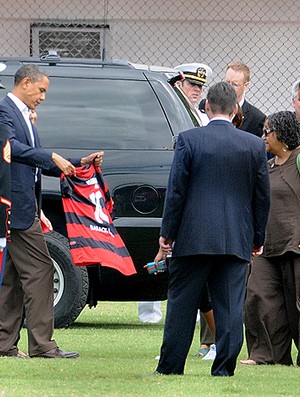 barack obama camisa Flamengo patricia amorim (Foto: Alexandre Vidal / Fla Imagem)