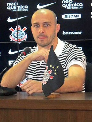 Alessandro na entrevista do Corinthians (Foto: Wagner Eufrosino / Globoesporte.com)