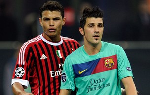 Thiago Silva e David Villa, Milan x Barcelona (Foto: Getty Images)