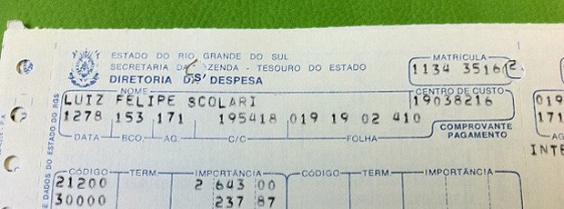 Contra-cheque Felipão (Foto: Reprodução)