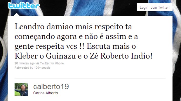Twitter Carlos Alberto (Foto: Reprodução)