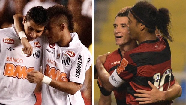 Ganso e Neymar Santos x Thiago Neves e Ronaldinho Flamengo (Foto: Montagem sobre foto da Ag. Estado)