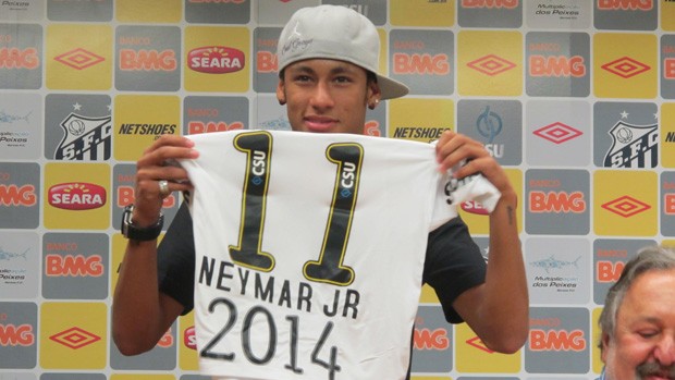 Neymar em coletiva no Santos (Foto: Adilson Barros/Globoesporte.com)