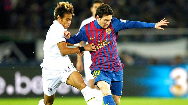 Messi e Neymar na final do Mundial entre Santos x Barcelona (Foto: Reuters)