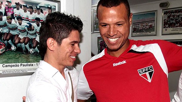 Osvaldo e Luis Fabiano no São Paulo (Foto: Rubens Chiri / Site oficial do São Paulo FC)