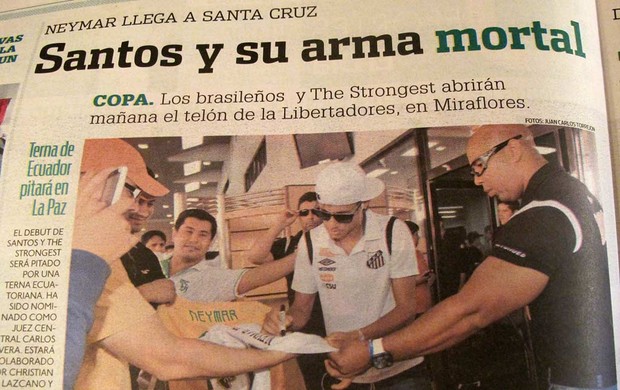 fotos do jornal boliviano sobre neymar (Foto: Marcelo Hazan /globoesporte.com)
