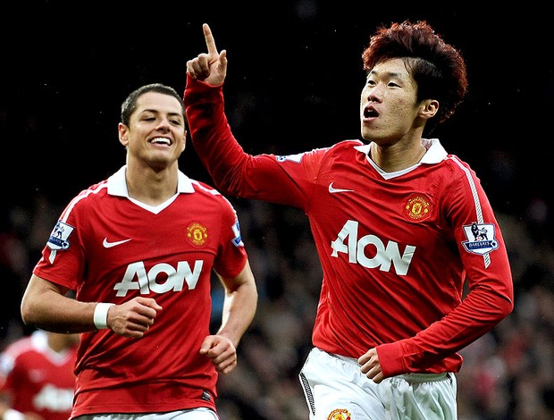 Park  Ji-Sung comemora gol do Manchester United