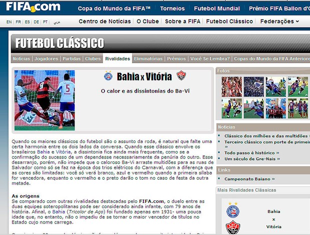fifa fala sobre ba-vi em seu site oficial (Foto: Reprodução/Site oficial da Fifa)
