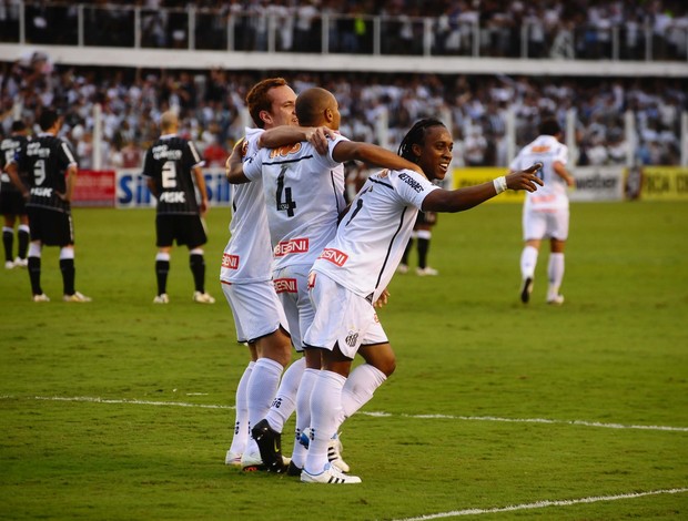 Arouca comemora o gol do Santos (Foto: Marcos Ribolli / GLOBOESPORTE.COM)