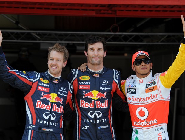 Vettel Webber Hamilton treino GP da Espanha (Foto: AFP)