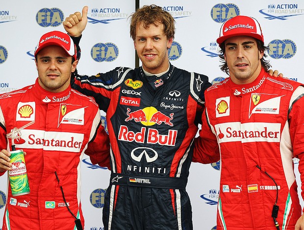 Vettel, Alonso e Massa na pole do GP do Canadá (Foto: Getty Images)