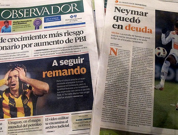 jornais uruguai repercussão final libertadores 2011 (Foto: Julyana Travaglia / GLOBOESPORTE.COM)