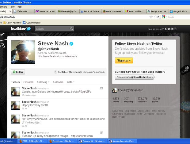 Twitter Steve Nash (Foto: Reprodução)