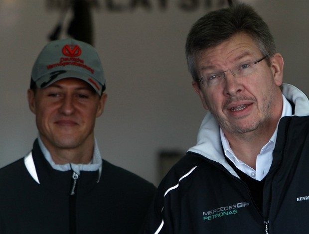 Após parceria vitoriosa na Benneton e na Ferrari, Brawn e Schumi voltaram a trabalhar juntos na Mercedes (Foto: Getty Images)