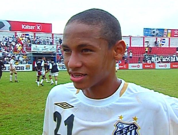 Neymar no dia de sua estreia na Copinha com a camisa do Santos (Foto: Reprodução SporTV)