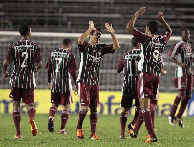 Fluminense comemora gol sobre o Desportivo Brasil pela Copinha (Foto: Célio Messias/Agência Estado)