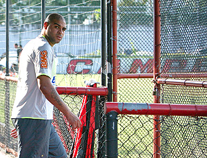 Adriano no treino do Flamengo