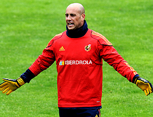 Pepe Reina no treino da Espanha 