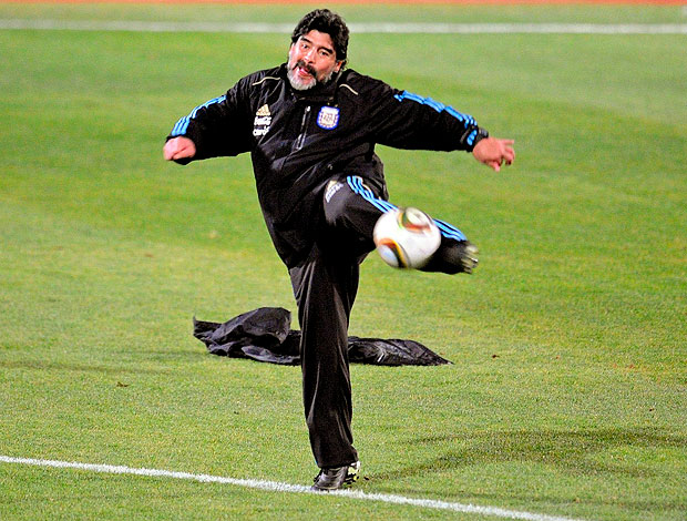Maradona no treino da Argentina