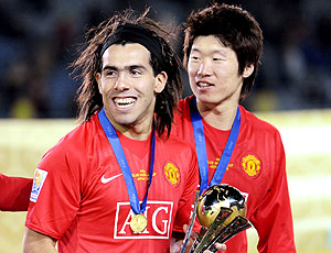 Tevez e Park Ji-Sung no Manchester United
