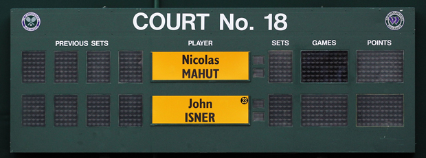 Placar quadra 18 Wimbledon tênis