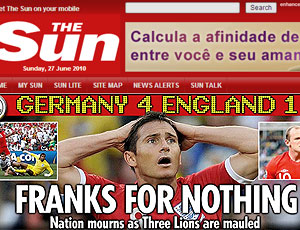 Capa The Sun internet derrota Inglaterra