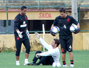 Roberto Barbosa com Bruno e Diego nos tempos de Fla