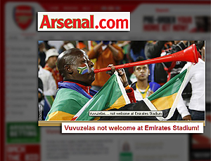 Arsenal proíbe Vuvuzelas