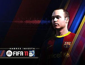 Iniesta na capa do jogo FIFA 2011