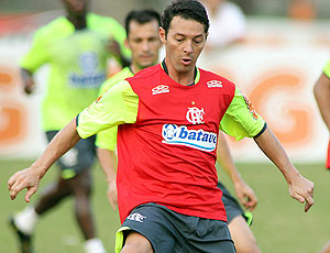 Leandro Amaral no treino do Flamengo
