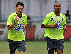 Deivid, Leandro Amaral e Kleberson no treino do Flamengo