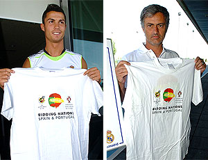 montagem Cristiano Ronaldo José Mourinho camisa candidatura Copa